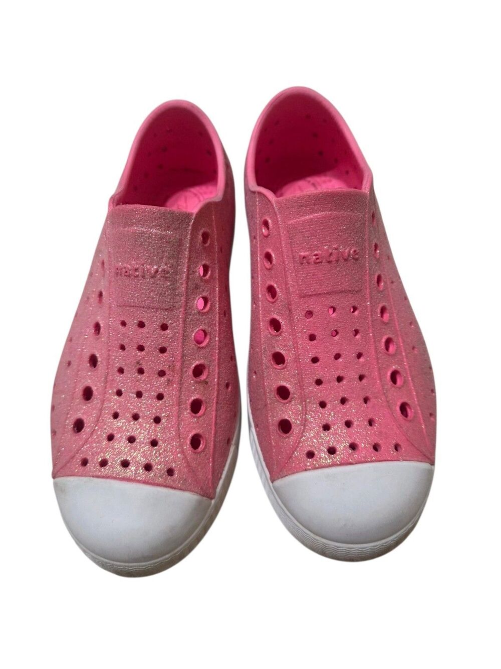 Native Pink Glitter Rubber Washable Slip On Shoes Kids C13 S.1